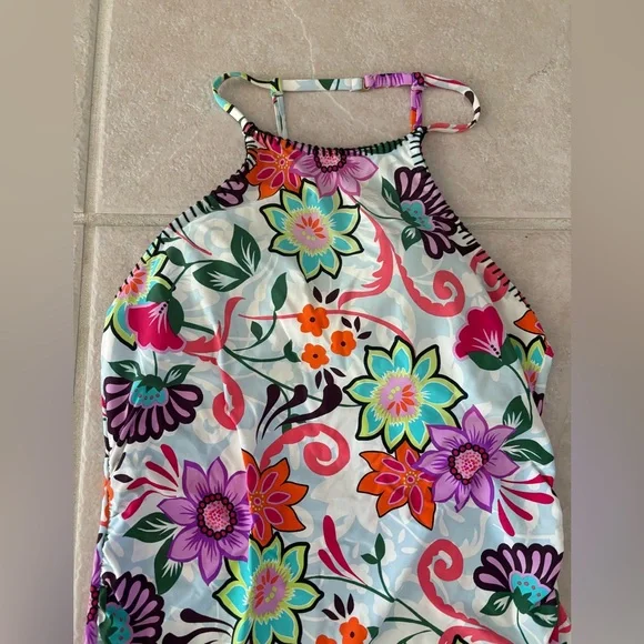 NWOT Anne Cole High Neck Floral Tankini Top - Size XL - Picture 5 of 10
